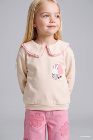 Miffy Regular Fıt Bebe Yaka Kalın Sweatshirt Kumaşı Sweatshirt Kız Bebek