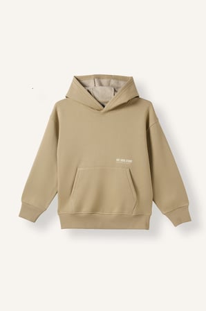 Regular Fit Kapüşonlu Baskılı Kanguru Cepli Kalın Kumaş Sweatshirt Erkek Çocuk