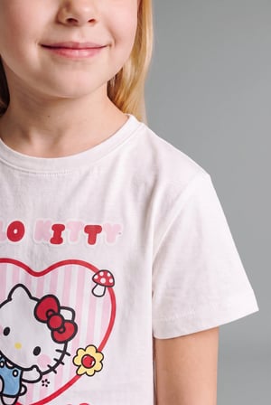 DeFacto Hello Kitty Lisanslı Kısa Kollu Tişört Esnek Belli Pantolon Alt 2'li Takım Kız Bebek H9634A526AUPN82