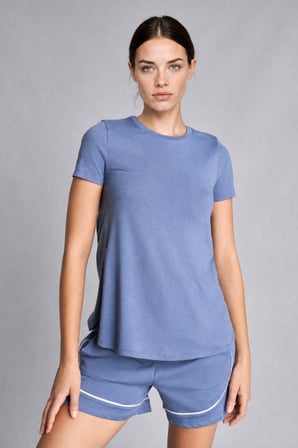 DeFacto Yan Yırtmaçlı Long Fit Bisiklet Yaka Kısa Kollu Sporcu Tişört G0779AX26AUBE364
