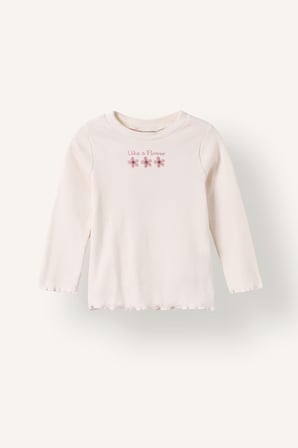 Bisiklet Yaka Floral Fitilli Kaşkorse Uzun Kollu Tişört Kız Bebek