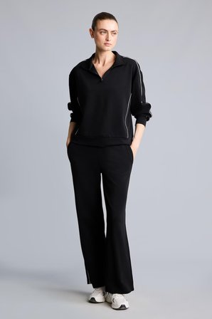 DeFacto Ultra Yumuşak Standart Fit Yarım Fermuarlı Biyeli Dik Yaka Modal Sporcu Basic Sweatshirt H4537AX26AUBK81