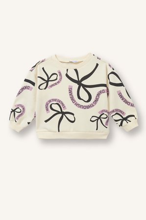Baskılı Bisiklet Yaka Sweatshirt Kız Bebek
