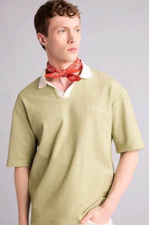 DeFacto Pamuklu Dokulu Boxy Fit Polo Tişört F8351AX26SMGN762