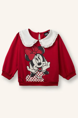 DeFacto Disney Minnie Mouse Baskılı Fırfırlı Bebe Yaka Regular Fit Sweatshirt Kız Bebek I2157A526AURD70