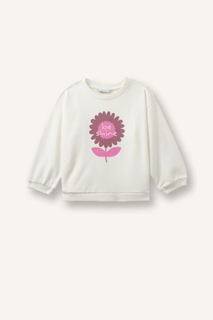 Regular Fıt Bisiklet Yaka Kalın Sweatshirt Kumaşı Sweatshirt Kız Bebek
