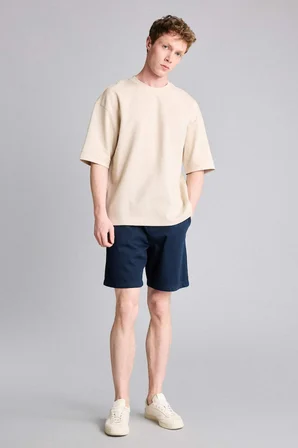 Loose Fit Bisiklet Yaka Kısa Kollu Ağır Kumaş Basic Tişört