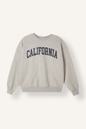 Oversize Bisiklet Yaka Baskılı Sweatshirt