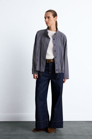 DeFacto %100 Pamuk Baggy Fit Geniş Paça Cepli Yıkamalı Kemerli Jean Pantolon H7129AX26AUNM82