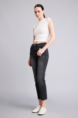 DeFacto Crop Flare Fıt Yüksek Bel Jean Yıkamalı Pantolon G2217AX26AUNM36