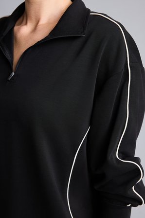 DeFacto Ultra Yumuşak Standart Fit Yarım Fermuarlı Biyeli Dik Yaka Modal Sporcu Basic Sweatshirt H4537AX26AUBK81