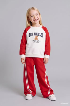DeFacto Regular Fit Ayıcıklı Uzun Kollu Üst Lastikli Paça Alt 2'li Takım Kız Bebek I3661A526AURD70