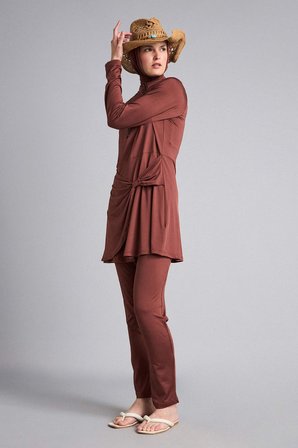 DeFacto Regular Fıt 4'lü Kahverengi Burkini Mayo G7456AX26HSBN329