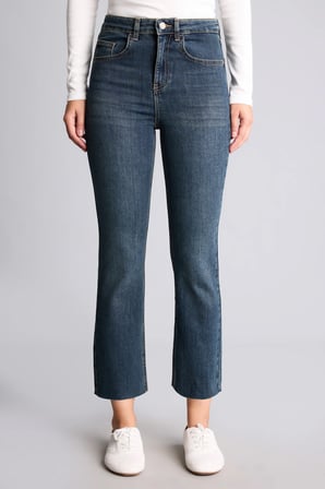 Crop Flare Fit Orta Bel Kısa Çan Paça Jean Pantolon