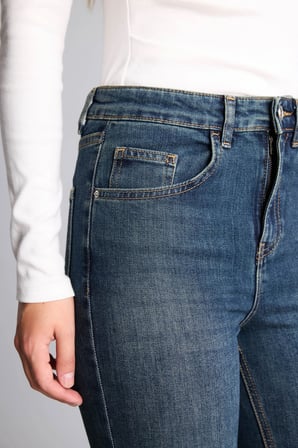 Crop Flare Fit Orta Bel Kısa Çan Paça Jean Pantolon