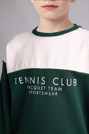 DeFacto Regular Pamuklu Fıt Bisiklet Yaka Baskılı Yeşil Sweatshirt Erkek Çocuk I0332A826AUGN245