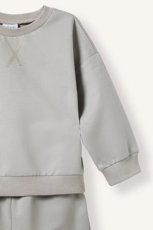DeFacto %100 Pamuk Basic Bisiklet Yaka Üst Ensek Bel Alt 2'li Pijama Takımı Kız Bebek I1004A526AUER233