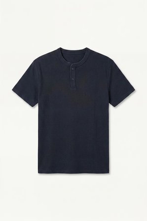 DeFacto Slim Fit Waffle Dokulu Henley Yaka Kısa Kollu Basic Tişört H3773AX26AUNV64