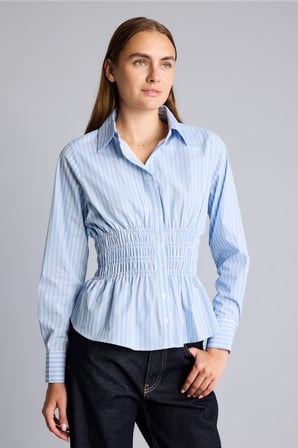 DeFacto Fıtted Çizgili Poplin Uzun Kollu Gömlek H0347AX26AUBE552