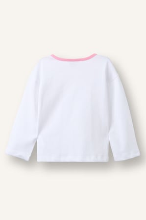 DeFacto Regular Fit Bisiklet Yaka Figürlü Penye Uzun Kollu Tişört Kız Bebek I0577A526AUWT34