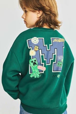 Minecraft Bisiklet Yaka İçi Yumuşak Tüylü Kalın Sweatshirt  Erkek Çocuk
