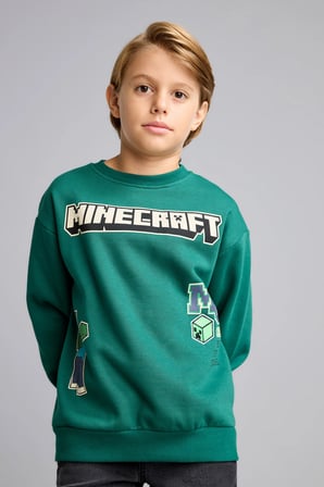 Minecraft Bisiklet Yaka İçi Yumuşak Tüylü Kalın Sweatshirt  Erkek Çocuk