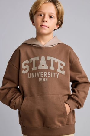 Overshırt Fıt Kapüşonlu İçi Yumuşak Tüylü Kalın Sweatshirt Kumaşı Sweatshirt Erkek Çocuk