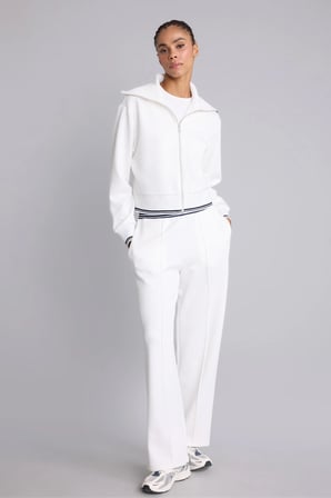 Standart Fit Fermuarlı Dik Yaka Çizgi Detaylı Modal Basic Sweatshirt Hırka