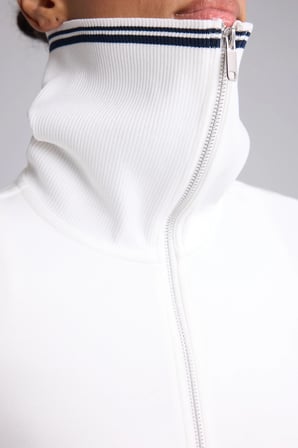 Standart Fit Fermuarlı Dik Yaka Çizgi Detaylı Modal Basic Sweatshirt Hırka