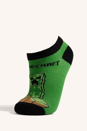 DeFacto Minecraft Lisanslı 3'lü Pamuklu Patik Karma Çorap Erkek Çocuk I1012A8NSKR1