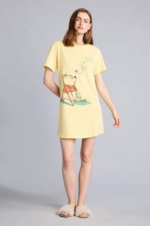 Dısney Wınnıe The Pooh Regular Fıt Bisiklet Yaka Kısa Kollu Elbise