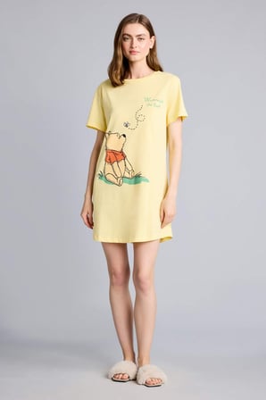 Dısney Wınnıe The Pooh Regular Fıt Bisiklet Yaka Kısa Kollu Elbise