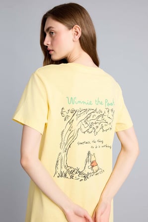 Dısney Wınnıe The Pooh Regular Fıt Bisiklet Yaka Kısa Kollu Elbise
