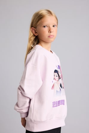 Kpop Demon Hunters Baskılı Relax Fit Bisiklet Yaka Sweatshirt Kız Çocuk