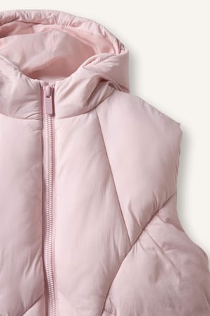 Kapüşonlu Açık Pembe Şişme Yelek Kız Bebek