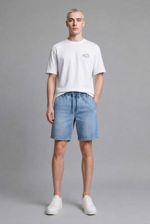 DeFacto Beli Lastikli ve Bağcıklı Relax Fit Jean bermuda şort H8869AX26AUNM39