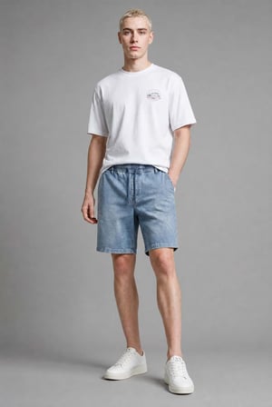 DeFacto Beli Lastikli ve Bağcıklı Relax Fit Jean bermuda şort H8869AX26AUNM39