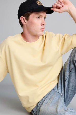 Loose Fit Bisiklet Yaka Kısa Kollu Ağır Kumaş Basic Tişört