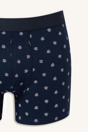 Regular Fit Desenli Beli Lastikli Pamuklu 3'lü Boxer