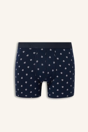 Regular Fit Desenli Beli Lastikli Pamuklu 3'lü Boxer