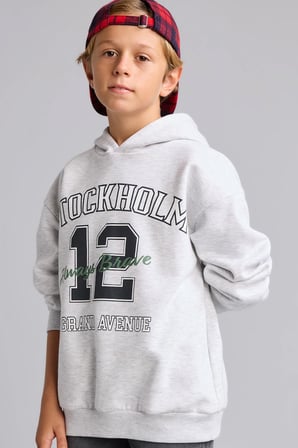 Overshirt Fit Kapüşonlu İçi Yumuşak Tüylü Baskılı Sweatshirt Erkek Çocuk