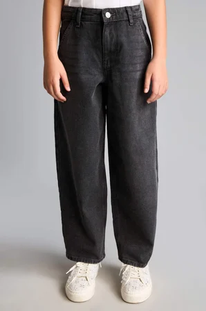 Baggy Fıt Jean Pantolon Kız Çocuk