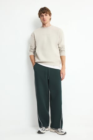 Boxy Fıt Bisiklet Yaka Baskılı Sweatshirt
