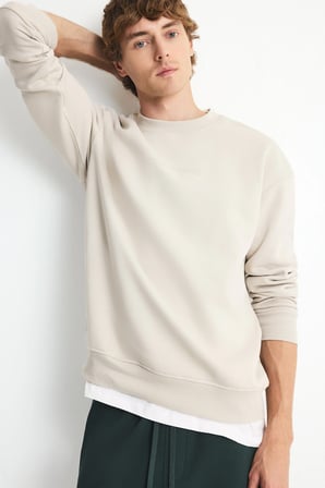 Boxy Fıt Bisiklet Yaka Baskılı Sweatshirt