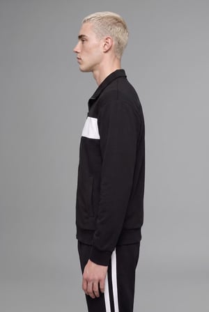 DeFacto Boxy Fit Polo Yaka Fermuarlı Şeritli Sweatshirt Hırka I0631AX26AUBK81