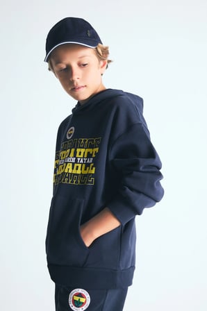 Fenerbahçe Regular Fıt Kapüşonlu İçi Yumuşak Tüylü Kalın Sweatshirt Kumaşı Sweatshirt Erkek Çocuk