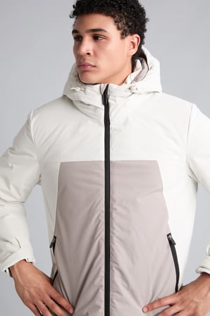 Regular Fit Kapüşonlu Renk Bloklu Su Geçirmez Mont