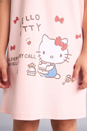 Hello Kitty Lisanslı Kısa Kollu Açık Pembe Gecelik Kız Çocuk