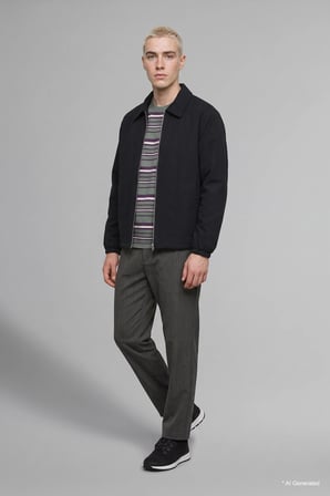 Boxy Fit Bisiklet Yaka Çizgili Sweatshirt