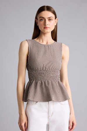 DeFacto Fıtted Pötikareli Gofre Dokulu Bluz H5968AX26SMBN130